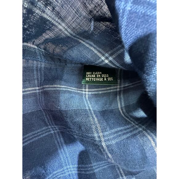 Lauren Ralph Lauren LRL Button Up Shirt Large Linen Blue Plaid Linen Roll Tab - Picture 7 of 10